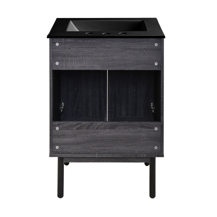 Swiss Madison Classe 24 in. Black Oak Bathroom Vanity With Black, 3-Hole Ceramic Sink Top - SM-BV662B-3MB