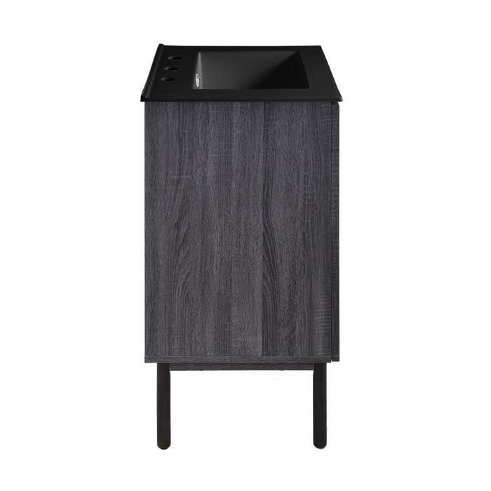 Swiss Madison Classe 24 in. Black Oak Bathroom Vanity With Black, 3-Hole Ceramic Sink Top - SM-BV662B-3MB