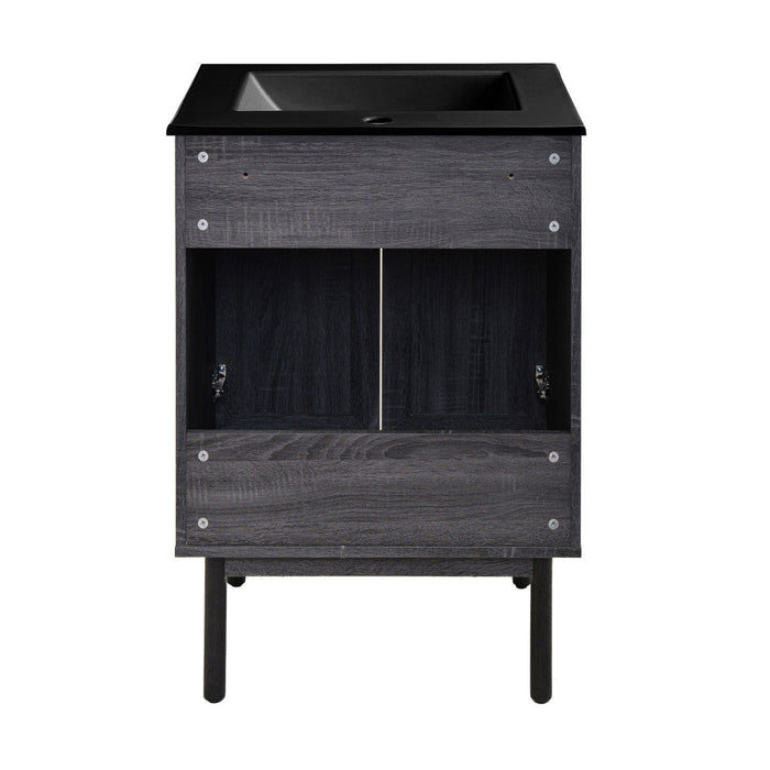 Swiss Madison Classe 24 in. Black Oak Bathroom Vanity With Black Ceramic Sink Top - SM-BV662BMB