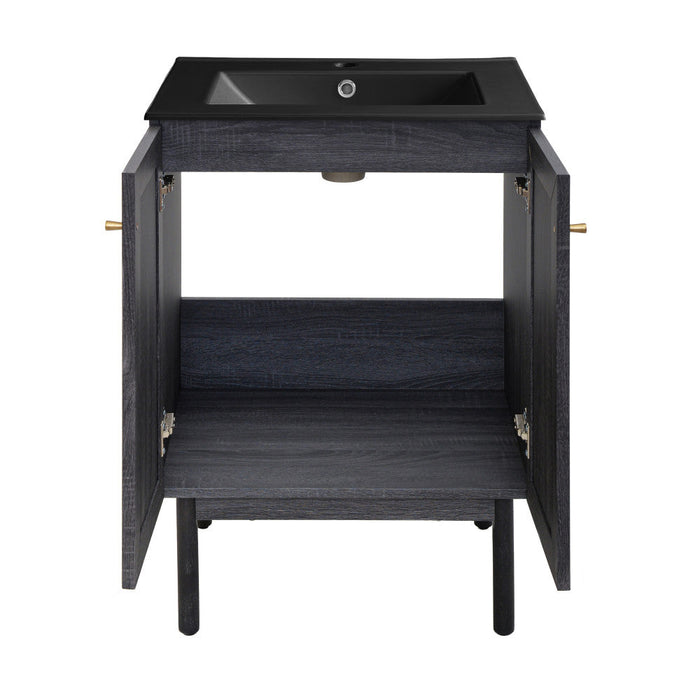 Swiss Madison Classe 24 in. Black Oak Bathroom Vanity With Black Ceramic Sink Top - SM-BV662BMB