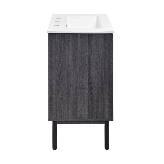 Swiss Madison Classe 24 in. Black Oak Bathroom Vanity With White, 3-Hole Ceramic Sink Top - SM-BV662B-3