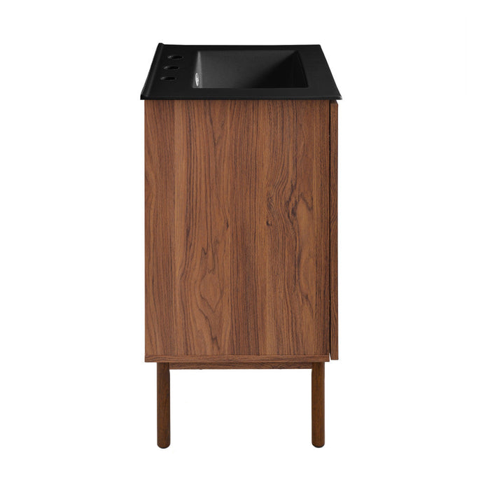 Swiss Madison Classe 24 in. Brown Oak Bathroom Vanity With Black, 3-Hole Ceramic Sink Top - SM-BV662WN-3MB