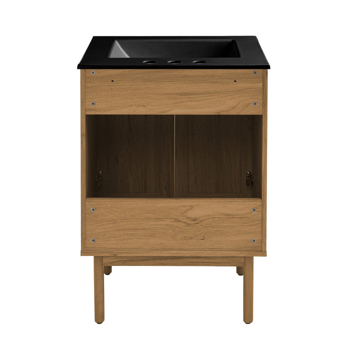 Swiss Madison Classe 24 in. Oak Bathroom Vanity With Black, 3-Hole Ceramic Sink Top - SM-BV662-3MB