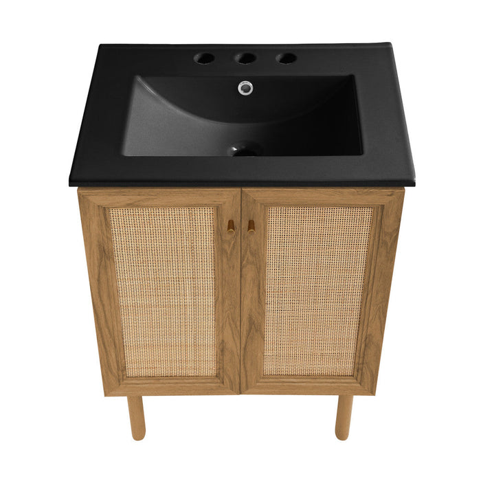 Swiss Madison Classe 24 in. Oak Bathroom Vanity With Black, 3-Hole Ceramic Sink Top - SM-BV662-3MB