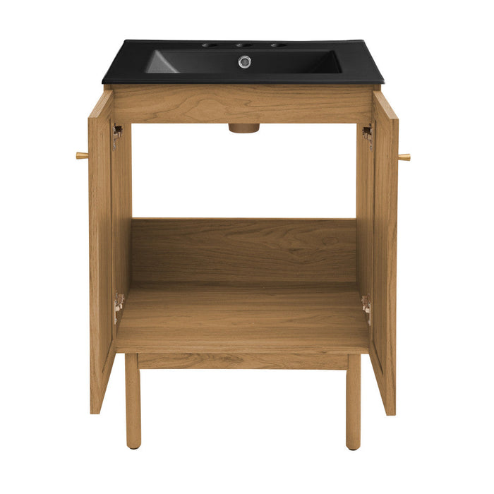 Swiss Madison Classe 24 in. Oak Bathroom Vanity With Black, 3-Hole Ceramic Sink Top - SM-BV662-3MB