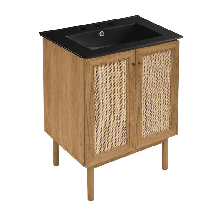 Swiss Madison Classe 24 in. Oak Bathroom Vanity With Black, 3-Hole Ceramic Sink Top - SM-BV662-3MB