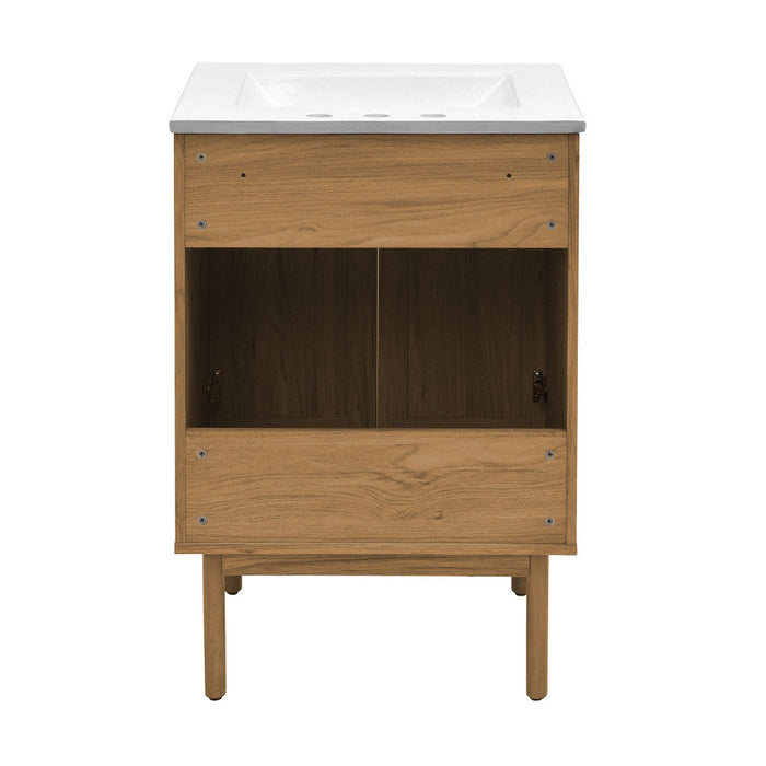 Swiss Madison Classe 24 in. Oak Bathroom Vanity With White, 3-Hole Ceramic Sink Top - SM-BV662-3