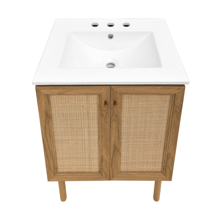 Swiss Madison Classe 24 in. Oak Bathroom Vanity With White, 3-Hole Ceramic Sink Top - SM-BV662-3