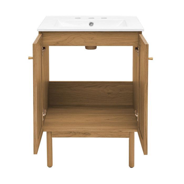 Swiss Madison Classe 24 in. Oak Bathroom Vanity With White, 3-Hole Ceramic Sink Top - SM-BV662-3