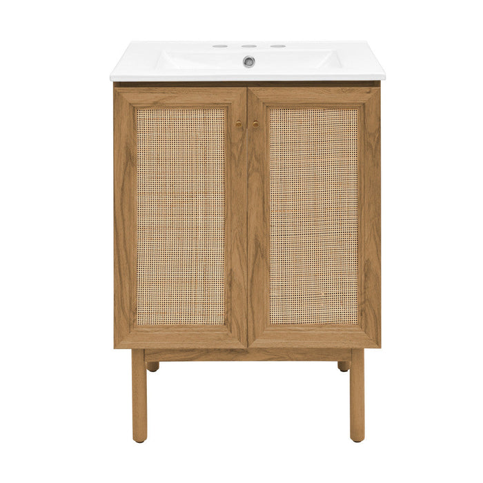 Swiss Madison Classe 24 in. Oak Bathroom Vanity With White, 3-Hole Ceramic Sink Top - SM-BV662-3