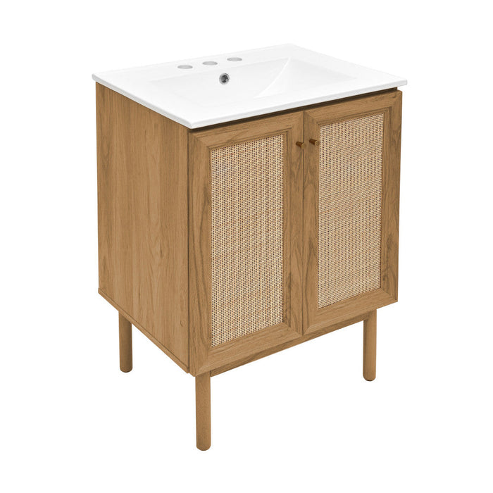 Swiss Madison Classe 24 in. Oak Bathroom Vanity With White, 3-Hole Ceramic Sink Top - SM-BV662-3