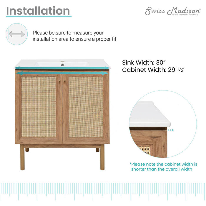 Swiss Madison Classe 30" Bathroom Vanity in Oak - SM-BV664