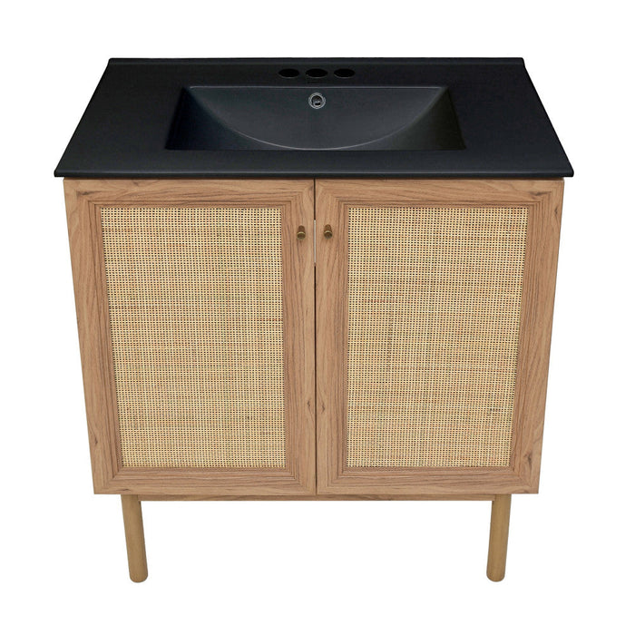 Swiss Madison Classe 30 in. Brown Oak Bathroom Vanity With Black, 3-Hole Ceramic Sink Top - SM-BV664-3MB