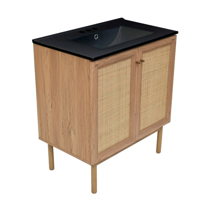 Swiss Madison Classe 30 in. Brown Oak Bathroom Vanity With Black, 3-Hole Ceramic Sink Top - SM-BV664-3MB