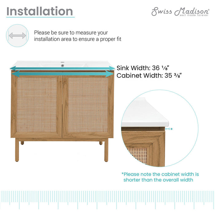 Swiss Madison Classe 36" Bathroom Vanity in Oak - SM-BV663