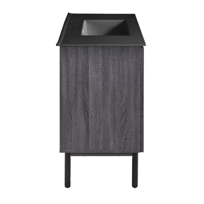 Swiss Madison Classe 36 in. Black Oak Bathroom Vanity With Black, 3-Hole Ceramic Sink Top - SM-BV663B-3MB