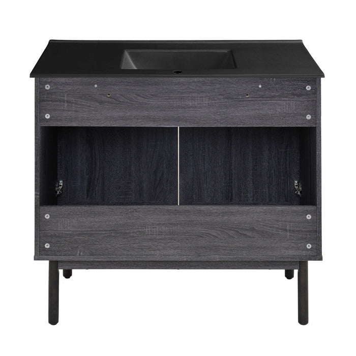 Swiss Madison Classe 36 in. Black Oak Bathroom Vanity With Black Ceramic Sink Top - SM-BV663BMB