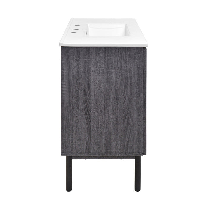 Swiss Madison Classe 36 in. Black Oak Bathroom Vanity With White, 3-Hole Ceramic Sink Top - SM-BV663B-3