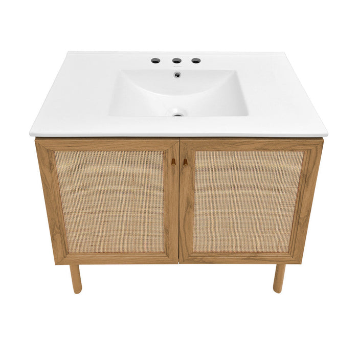 Swiss Madison Classe 36 in. Brown Bathroom Vanity With White, 3-Hole Ceramic Sink Top - SM-BV663-3