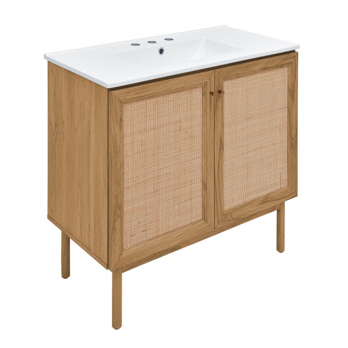 Swiss Madison Classe 36 in. Brown Bathroom Vanity With White, 3-Hole Ceramic Sink Top - SM-BV663-3