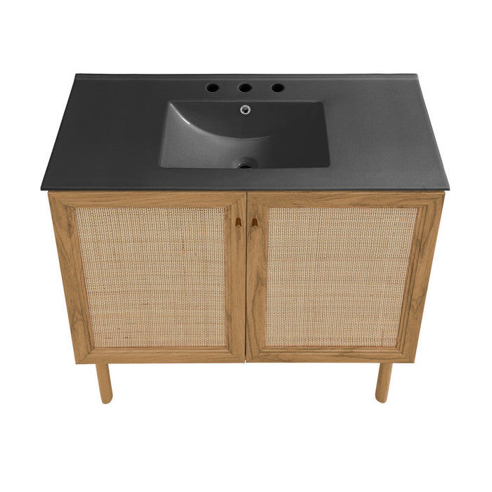 Swiss Madison Classe 36 in. Oak Bathroom Vanity With Black, 3-Hole Ceramic Sink Top - SM-BV663-3MB