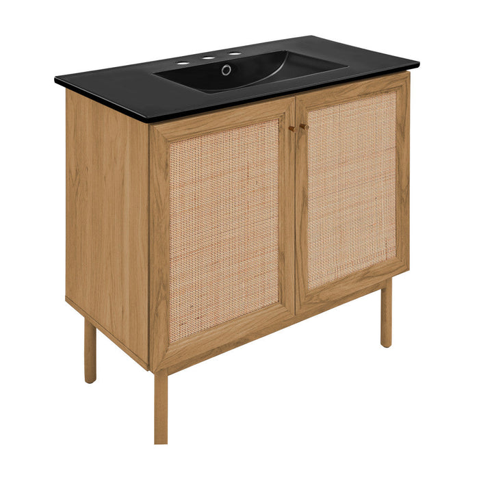 Swiss Madison Classe 36 in. Oak Bathroom Vanity With Black, 3-Hole Ceramic Sink Top - SM-BV663-3MB