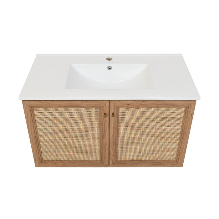 Swiss Madison Classe 36" Wall-Mounted Bathroom Vanity in Oak - SM-BV667