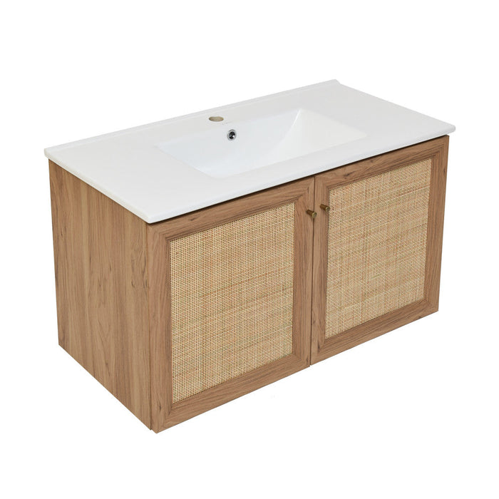 Swiss Madison Classe 36" Wall-Mounted Bathroom Vanity in Oak - SM-BV667