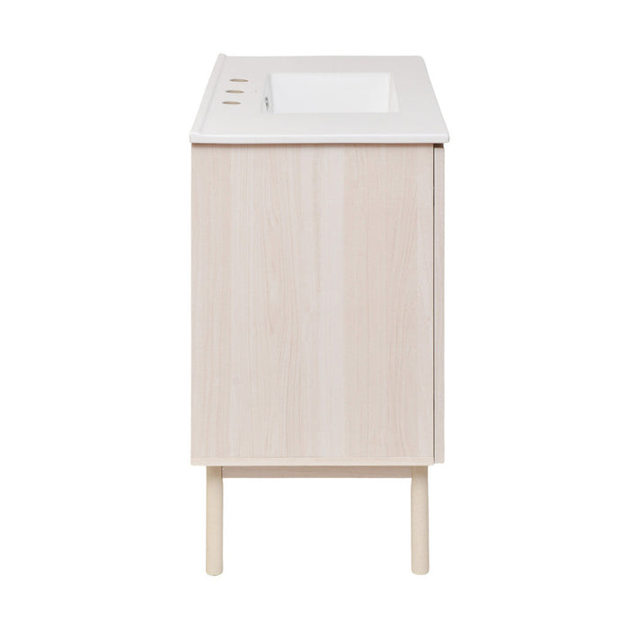 Swiss Madison Classe 36 in. White Oak Bathroom Vanity With White, 3-Hole Ceramic Sink Top - SM-BV663W-3