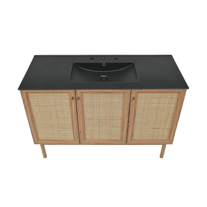 Swiss Madison Classe 48 in. Brown Oak Bathroom Vanity With Black, 3-Hole Ceramic Sink Top - SM-BV665-3MB