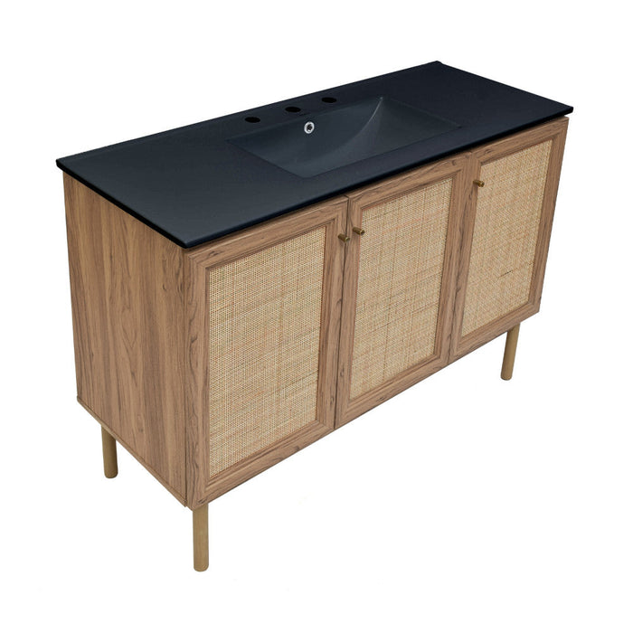 Swiss Madison Classe 48 in. Brown Oak Bathroom Vanity With Black, 3-Hole Ceramic Sink Top - SM-BV665-3MB