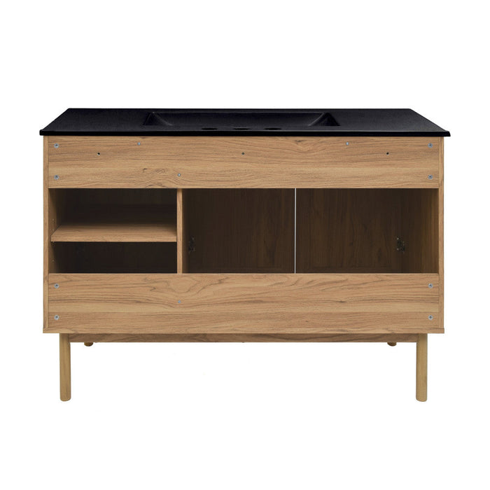 Swiss Madison Classe 48 in. Brown Oak Bathroom Vanity With Black, 3-Hole Ceramic Sink Top - SM-BV665-3MB