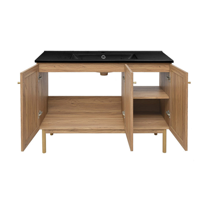 Swiss Madison Classe 48 in. Brown Oak Bathroom Vanity With Black Ceramic Sink Top - SM-BV665MB