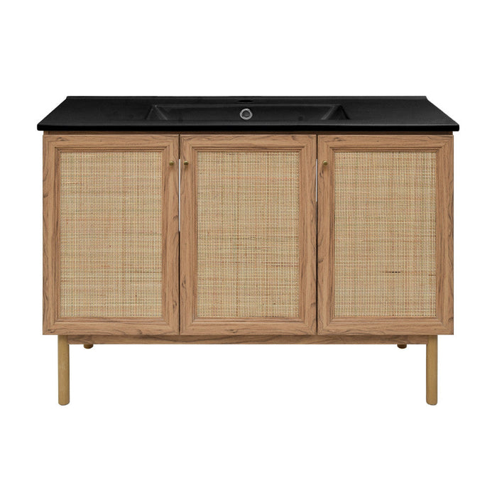 Swiss Madison Classe 48 in. Brown Oak Bathroom Vanity With Black Ceramic Sink Top - SM-BV665MB