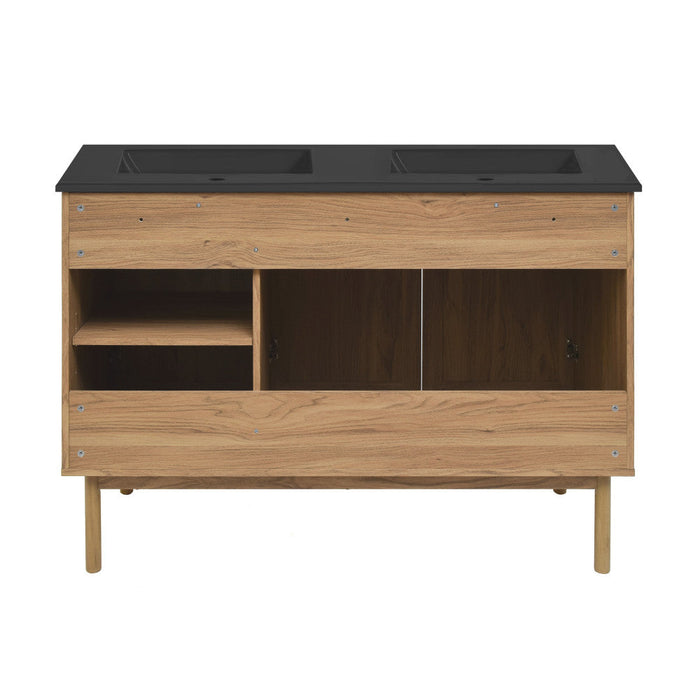 Swiss Madison Classe 48 in. Brown Oak, Double Basin Bathroom Vanity With Black Ceramic Sink Top - SM-BV665DMB