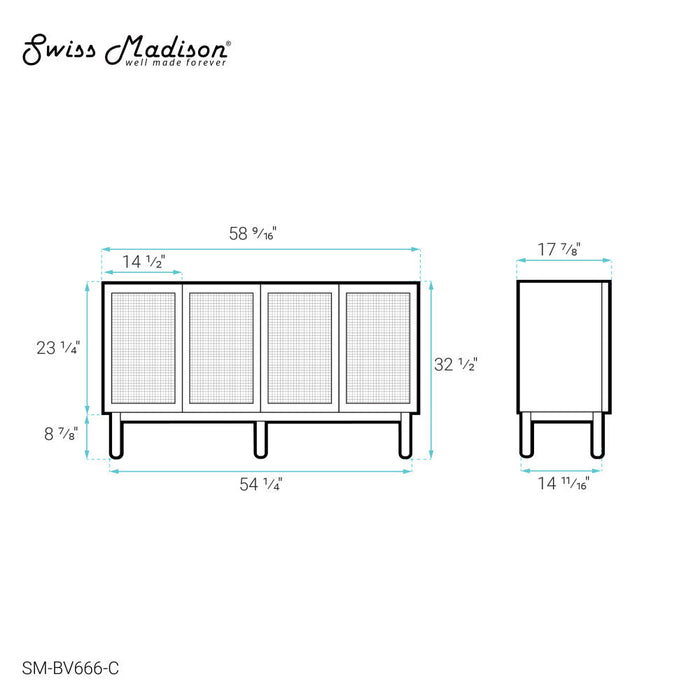 Swiss Madison Classe 60" Bathroom Vanity in Oak-Cabinet Only - SM-BV666-C