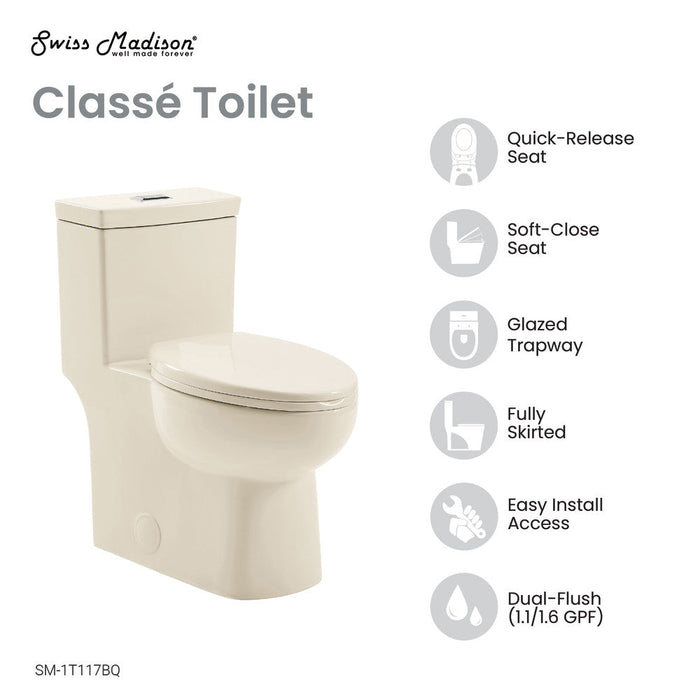 Swiss Madison Classe One Piece Toilet Dual Flush 1.1/1.6 gpf in Bisque - SM-1T117BQ