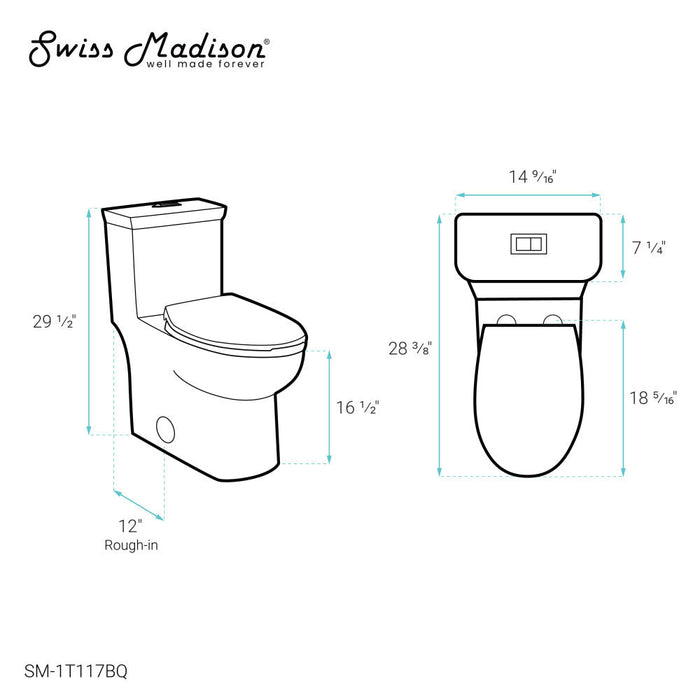 Swiss Madison Classe One Piece Toilet Dual Flush 1.1/1.6 gpf in Bisque - SM-1T117BQ