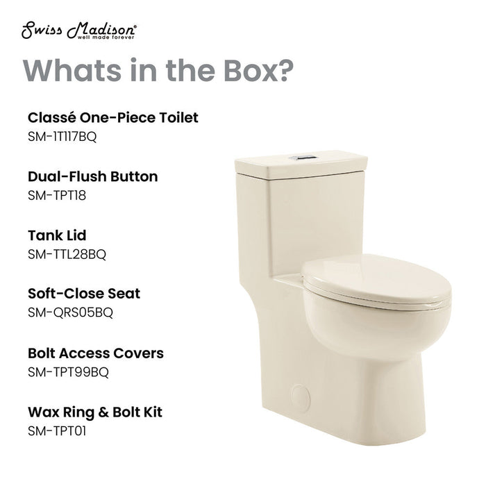 Swiss Madison Classe One Piece Toilet Dual Flush 1.1/1.6 gpf in Bisque - SM-1T117BQ