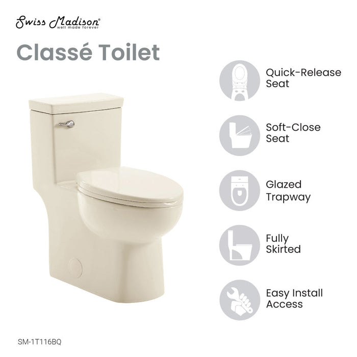 Swiss Madison Classe One Piece Toilet with Front Flush Handle 1.28 gpf in Bisque - SM-1T116BQ