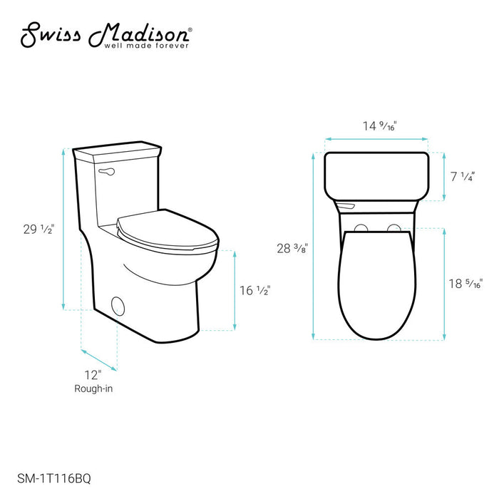 Swiss Madison Classe One Piece Toilet with Front Flush Handle 1.28 gpf in Bisque - SM-1T116BQ