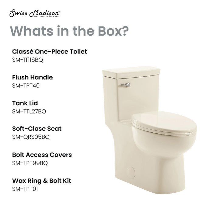 Swiss Madison Classe One Piece Toilet with Front Flush Handle 1.28 gpf in Bisque - SM-1T116BQ