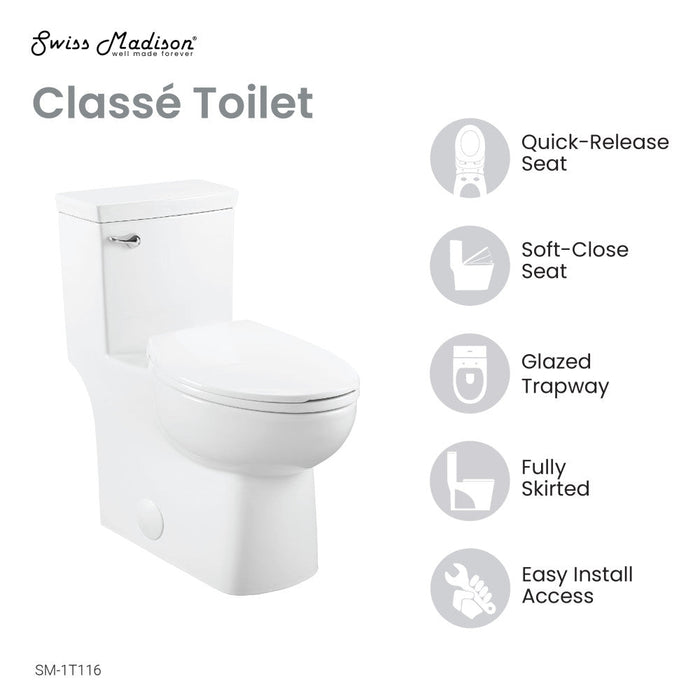 Swiss Madison Classe One-Piece Toilet with Front Flush Handle 1.28 gpf - SM-1T116