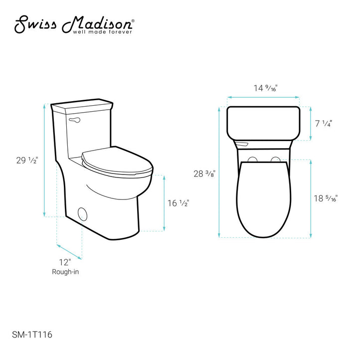 Swiss Madison Classe One-Piece Toilet with Front Flush Handle 1.28 gpf - SM-1T116