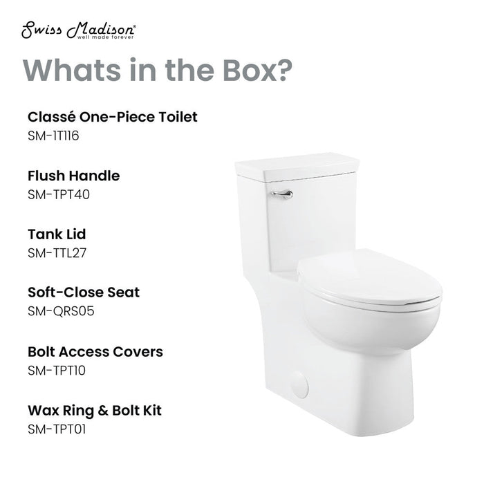 Swiss Madison Classe One-Piece Toilet with Front Flush Handle 1.28 gpf - SM-1T116