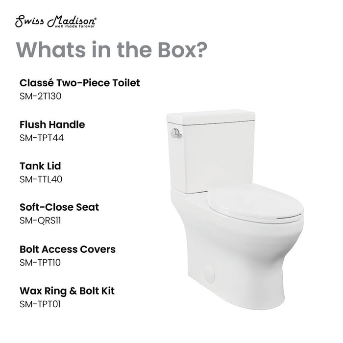 Swiss Madison Classe Two-Piece Elongated Left Side Flush Handle Toilet 1.28 gpf - SM-2T130