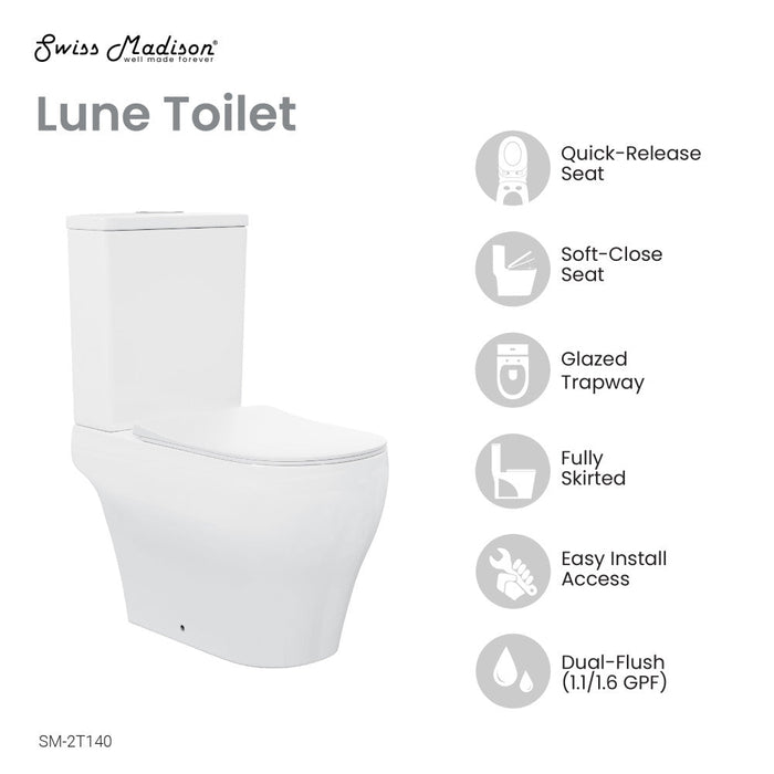 Swiss Madison Lune Two-Piece Elongated Toilet Dual-Flush 1.1/1.6 gpf - SM-2T140