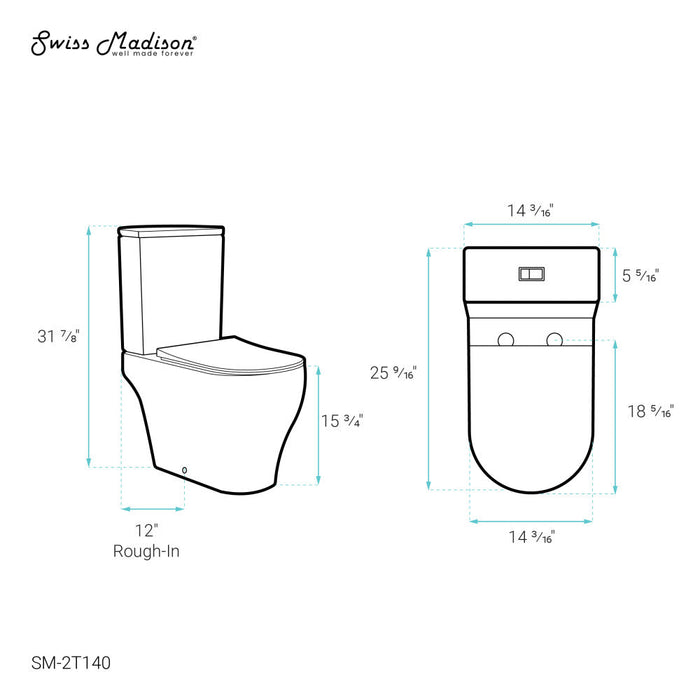 Swiss Madison Lune Two-Piece Elongated Toilet Dual-Flush 1.1/1.6 gpf - SM-2T140