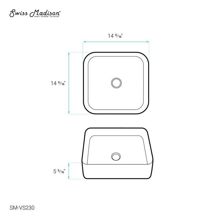 Swiss Madison Concorde 15 Square Ceramic Vessel Sink - SM-VS230