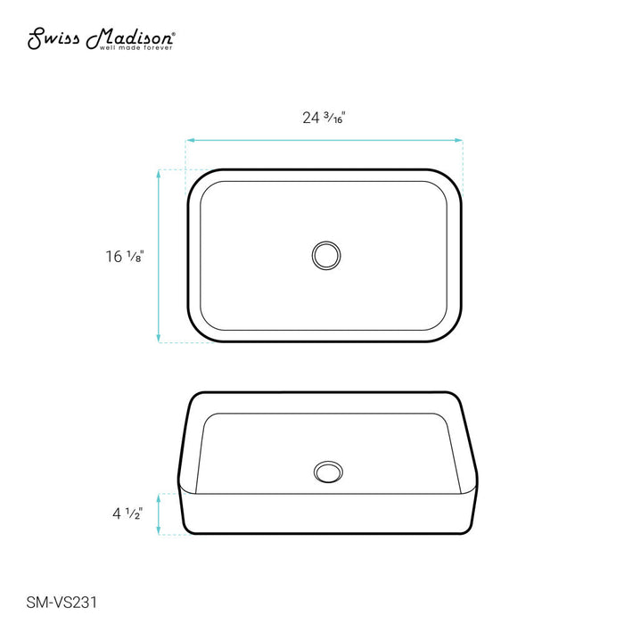 Swiss Madison Concorde 24 Rectangle Ceramic Vessel Sink - SM-VS231